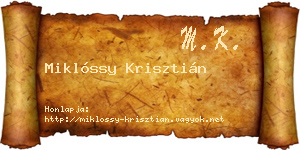 Miklóssy Krisztián névjegykártya